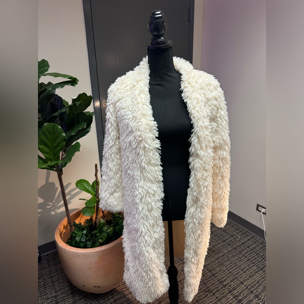 Off White Fuzzy Teddy Bear Coat